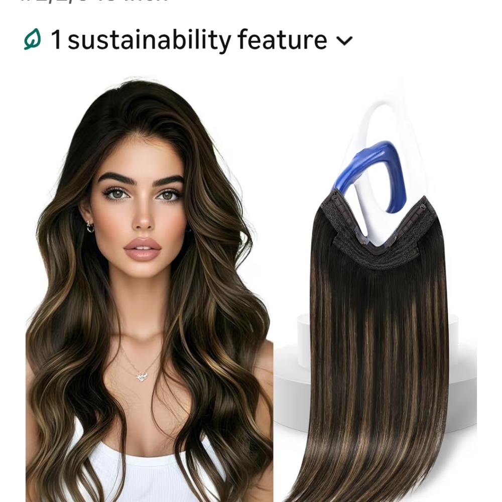 Sunny Halo Clip-In Hair Extensions - Natural Brown Shade Real Hair - Picture 8 of 8